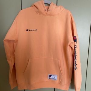 Supreme Champion Peach Sweatshirt Hoodie XL New